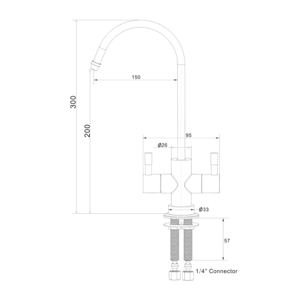 Rubinetto da cucina 3 vie 3/8” Granito Avena COD: CL-10003025GAX