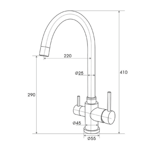 Rubinetto da cucina 3 vie 3/8” Cromo. COD: CL-10003025CRX