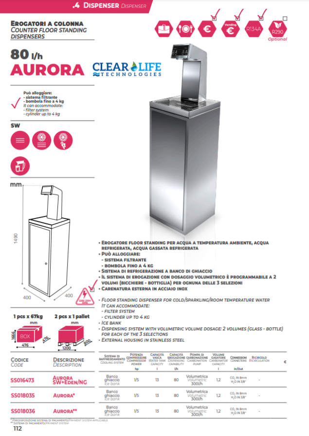 Refrigeratore a colonna d'acqua AURORA COD: WATERL0040