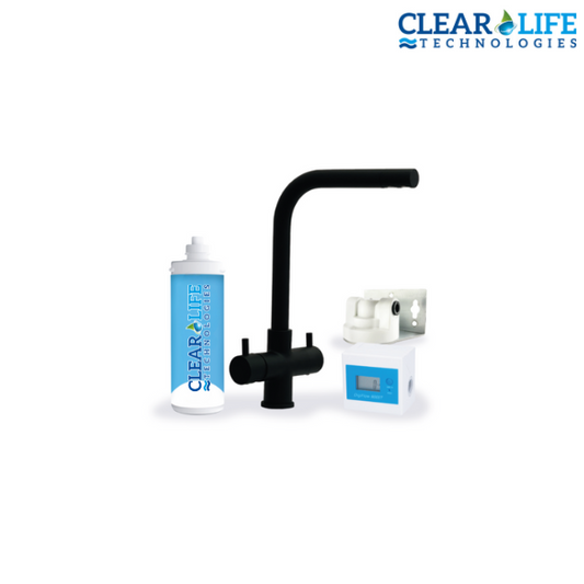 Kit Microfiltrazione acqua con filtro Sky Blue Small con Rubinetto unico 3 Vie Modello Sorrento Nero Opaco – Acqua Liscia COD: CL-331038