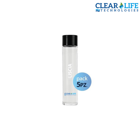 Pack 5pz. – Bottiglia Tube 75cl. Personalizzata Trasparente Acqua Liscia con Tappo Nero COD: CL-331078